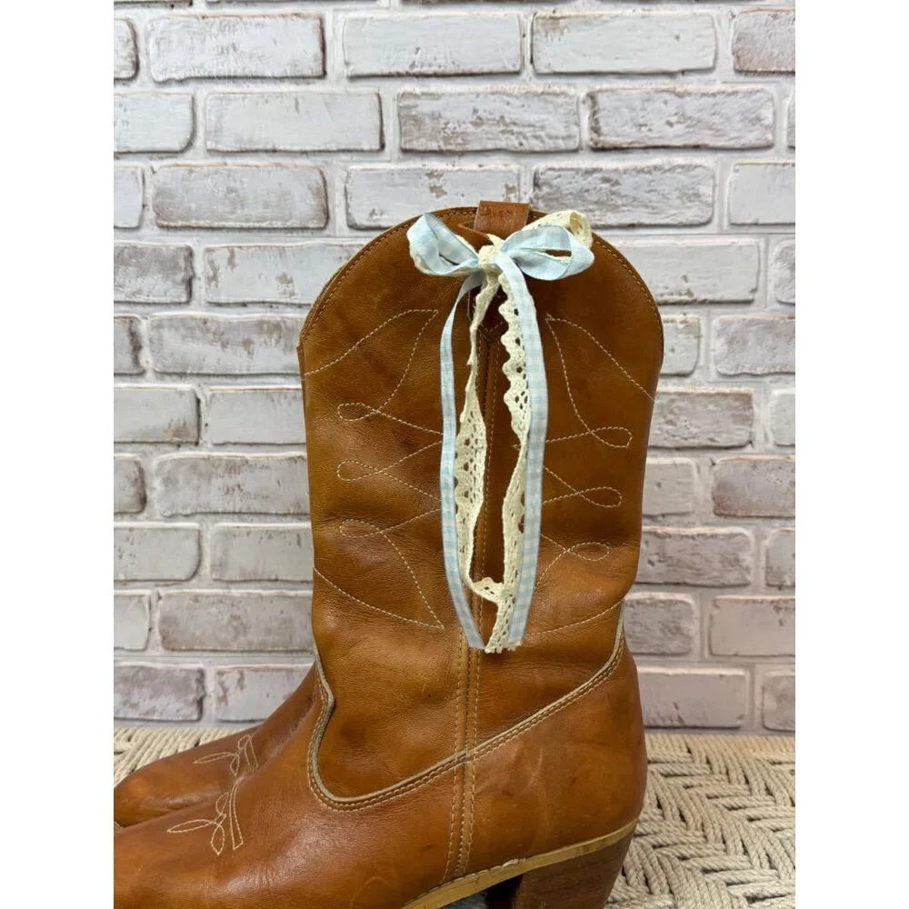 Leighton & Lace Boot Bow Clip White Blue Gingham NWT